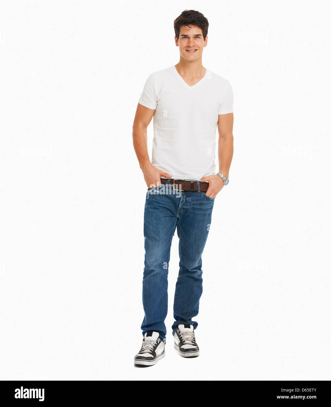 Ritratto in studio di uomo bello Foto Stock