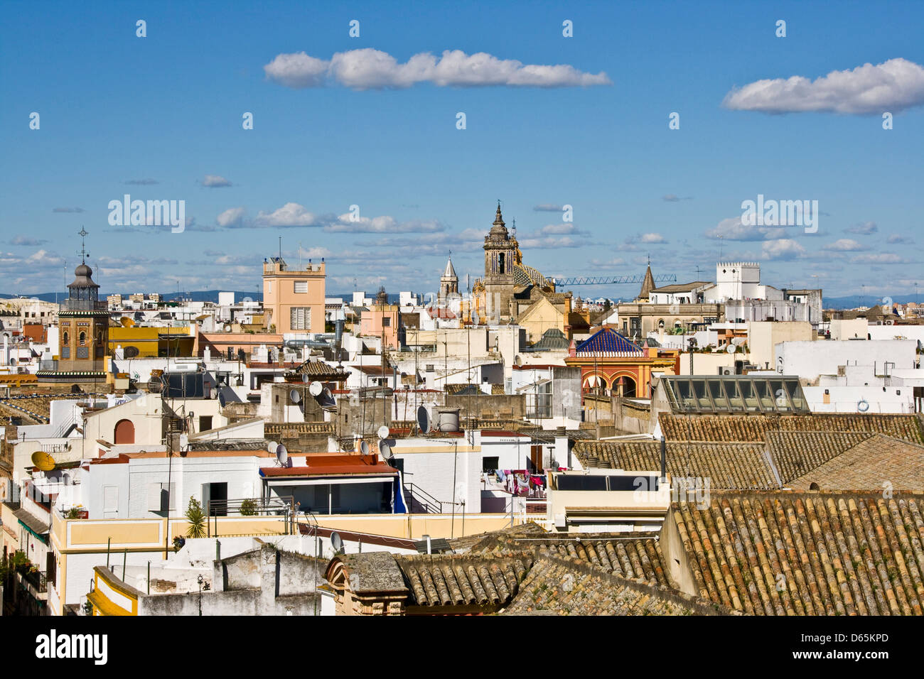Panorama paesaggio panoramico di Siviglia da la torre Giralda Andalusia Andalusia Spagna Europa Foto Stock