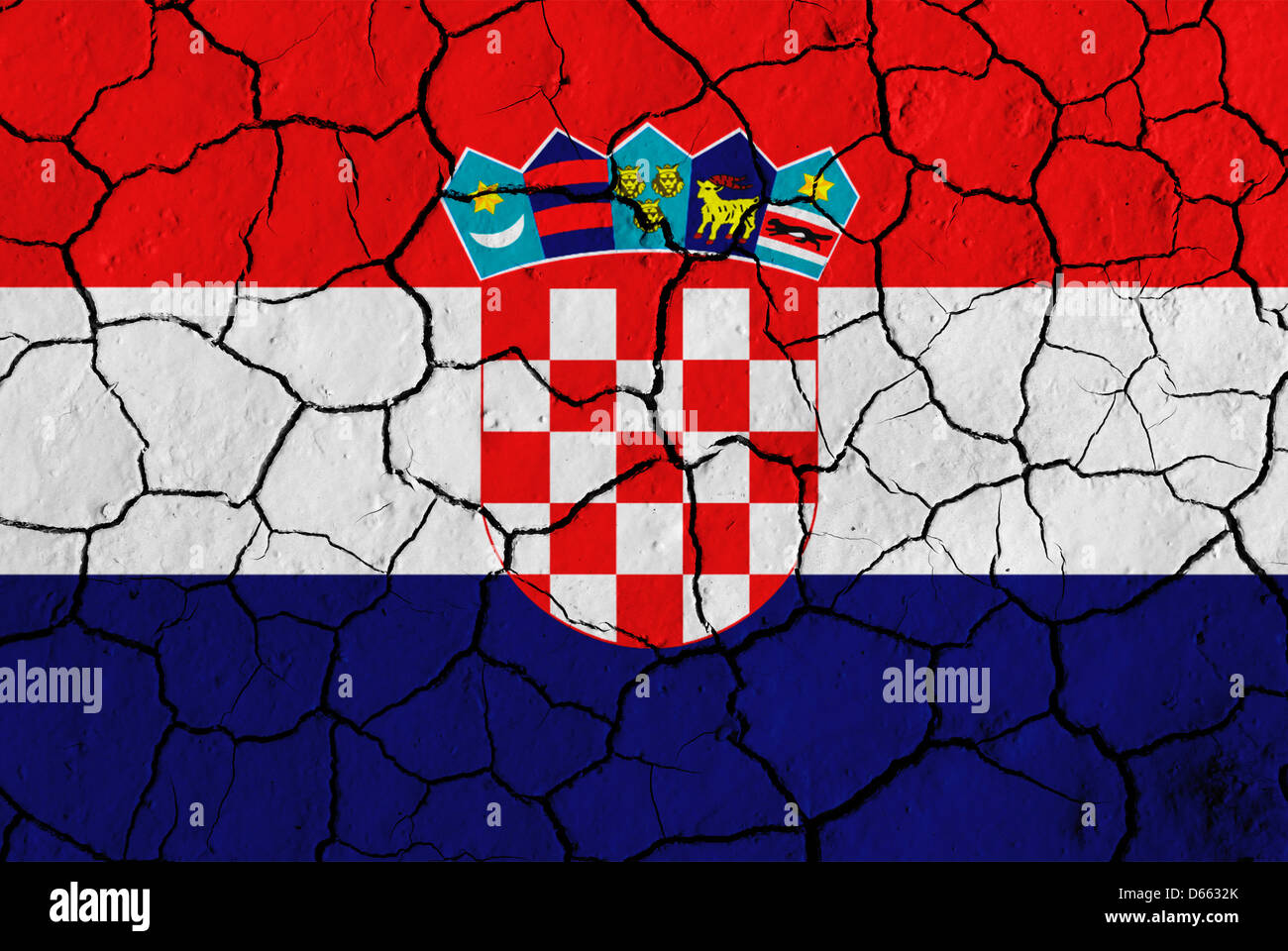 Bandiera della Croazia su sfondo incrinato Foto Stock