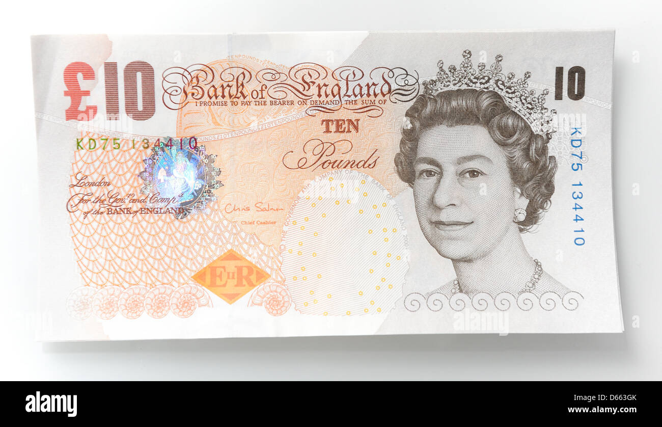 Banconota da dieci sterline Foto Stock