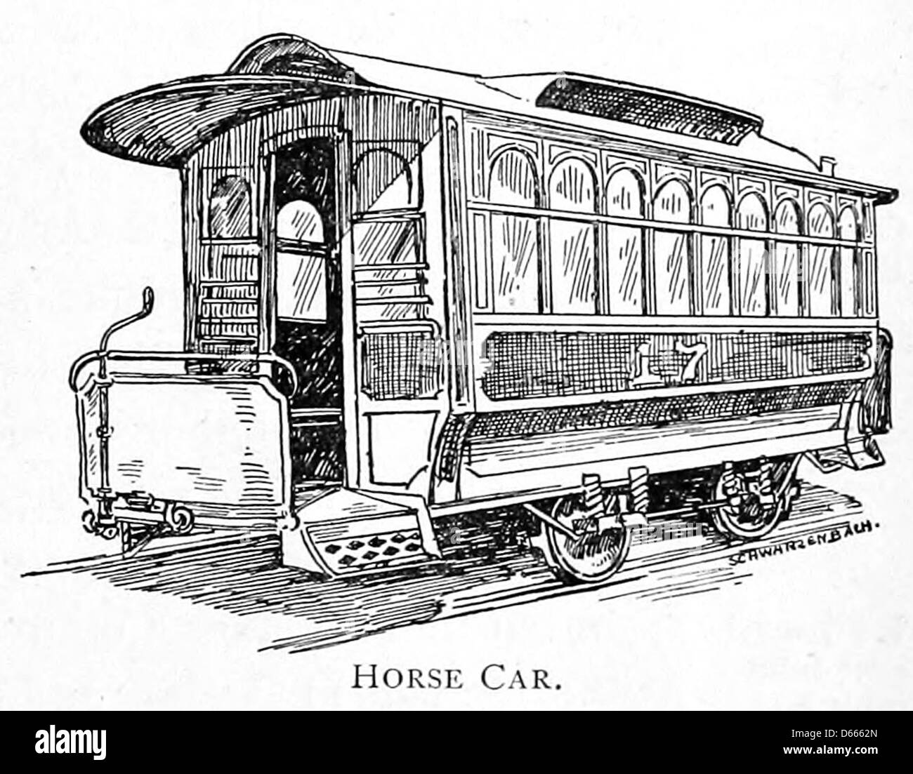 Questa immagine del 1900 tratta da "A Short History of the United States" presenta un'auto trainata da cavalli, che fornisce una rappresentazione visiva del trasporto nelle prime città americane, molto popolare prima dell'uso diffuso dei veicoli a motore. Foto Stock
