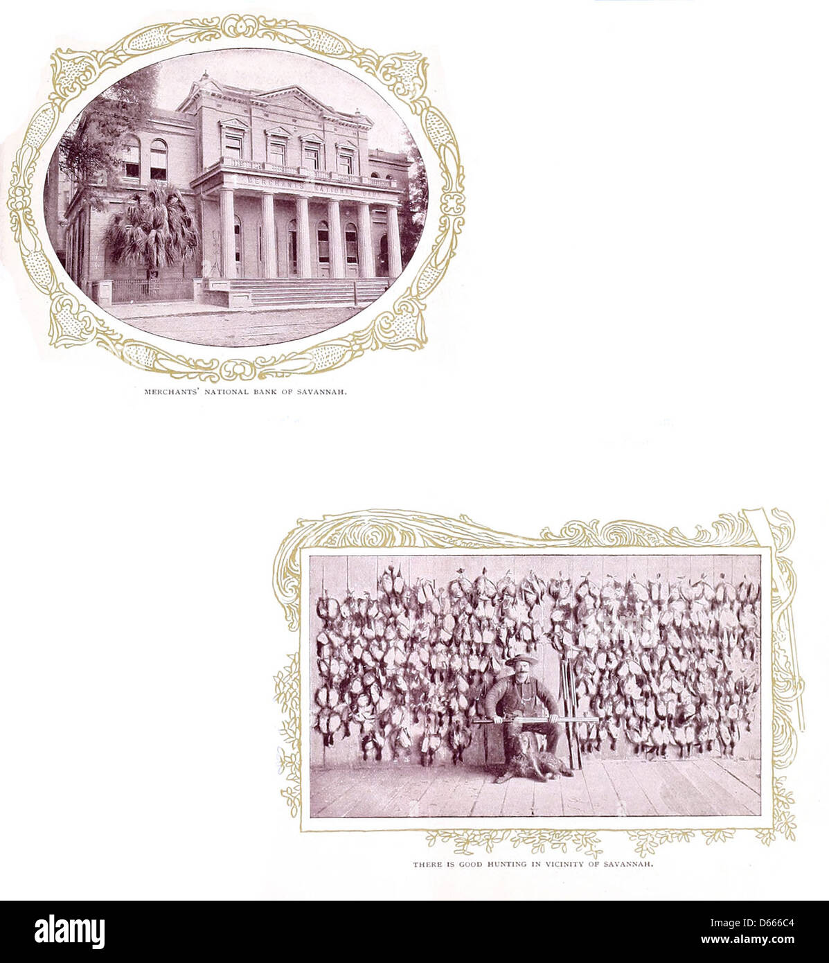 Uno schizzo topografico del 1899 di Savannah, Georgia, che mostra la Banca Nazionale di Savannah dei Mercanti di caccia e mette in risalto altri monumenti storici della città. Foto Stock