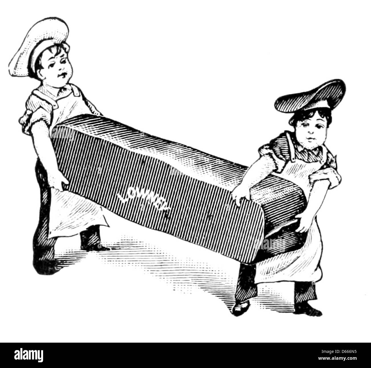 Una guida souvenir del 1895 a Boston, che presenta monumenti e attrazioni notevoli nella zona, insieme a un riferimento ai Bonbons al cioccolato di Lowney, una popolare pasticceria dell'epoca. La guida offre informazioni sulla storia e la cultura di Boston. Foto Stock