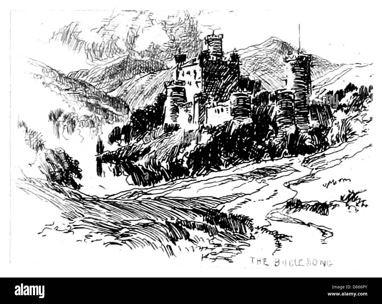 Questa collezione di incisioni del 1891 presenta scene ispirate alle opere di Alfred Tennyson, stampate su carta giapponese. Queste illustrazioni dettagliate catturano momenti della poesia di Tennyson, offrendo un accompagnamento visivo alla sua eredità letteraria. Foto Stock