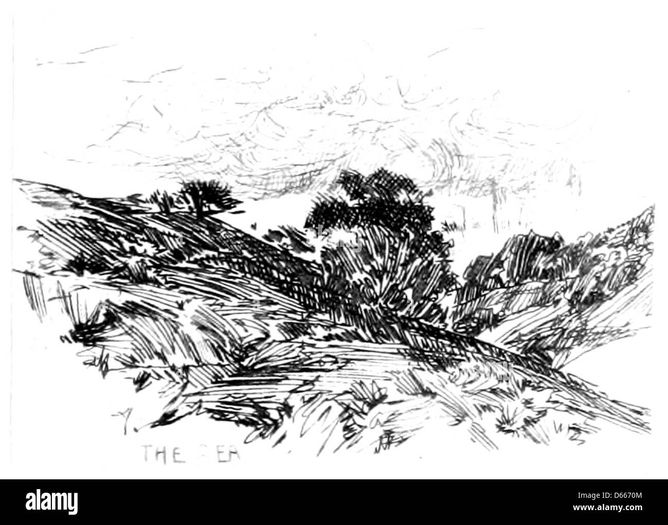 Questa collezione di souvenir del 1891 include otto incisioni su carta giapponese, con immagini relative alla vita e alle opere di Ralph Waldo Emerson. Le incisioni catturano i suoi contributi letterari e filosofici, presentati come rappresentazioni artistiche della sua eredità. Foto Stock