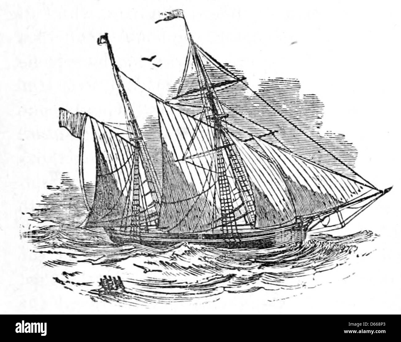 Questa immagine storica si riferisce al racconto di un viaggio del 1849-50 da Philadelphia a San Francisco intorno a Cape Horn. Il viaggio include soste a Rio de Janeiro, Brasile e Juan Fernandez nel Pacifico meridionale. Descrive in dettaglio le sfide della navigazione oceanica durante la metà del XIX secolo. Foto Stock