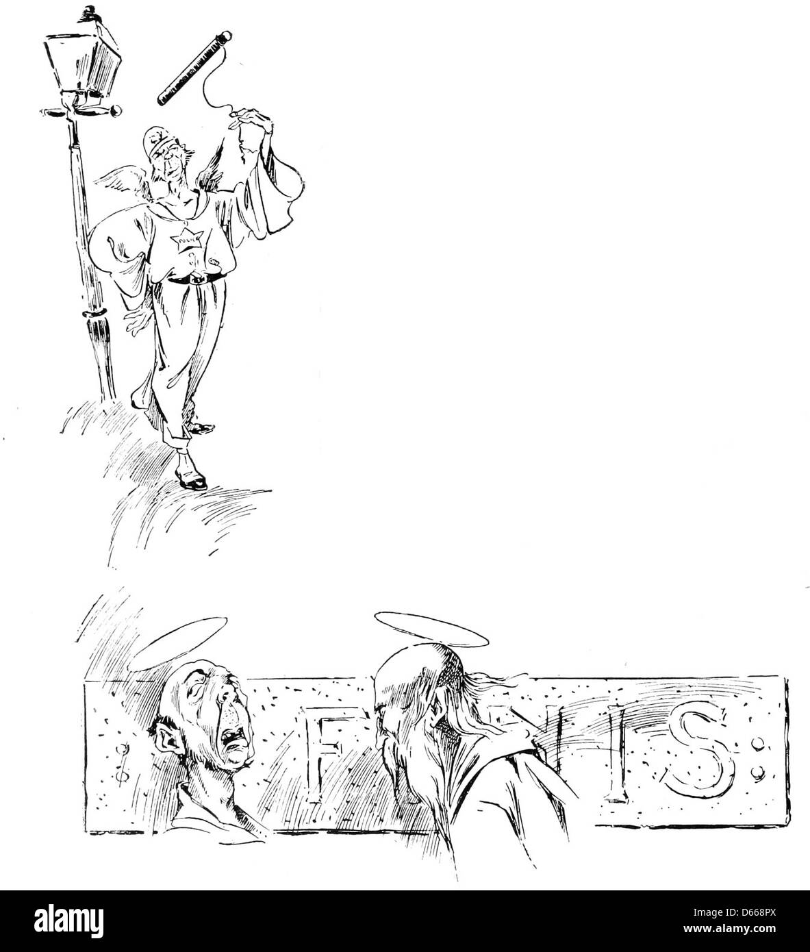 Un libro del 1894 intitolato "A tale of a Halo", con illustrazioni di angeli e immagini religiose. La storia verosimilmente coinvolge temi di spiritualità e fede, con figure come San Patrizio e San Pietro. Foto Stock