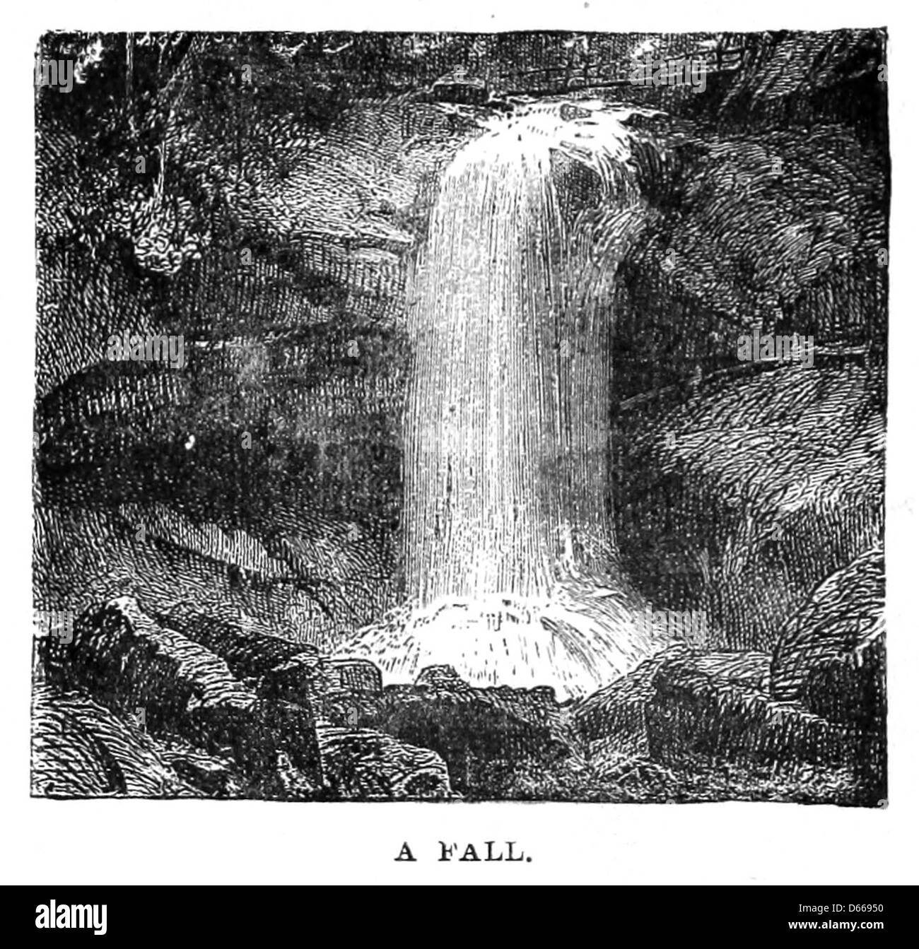 Questa illustrazione del 1885 di *A Tramp Abroad* raffigura una caduta drammatica, forse una scena di uno dei tanti viaggi avventurosi dell'autore in tutta Europa, illustrando un momento di pericolo o dramma. Foto Stock