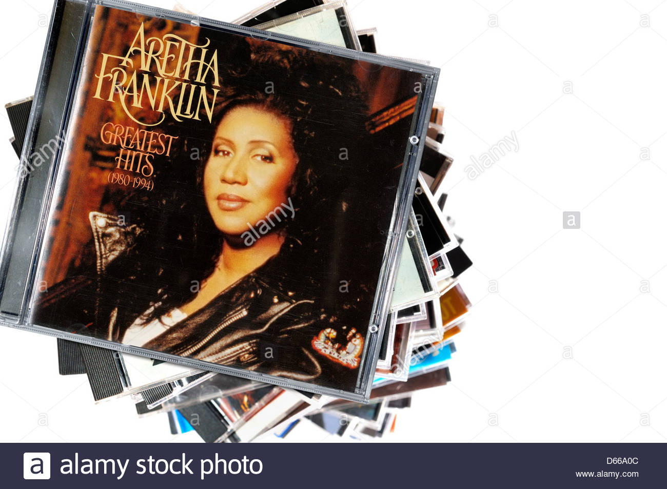 Aretha Franklin greatest hits album, impilati CD musicale casi, Inghilterra Foto Stock