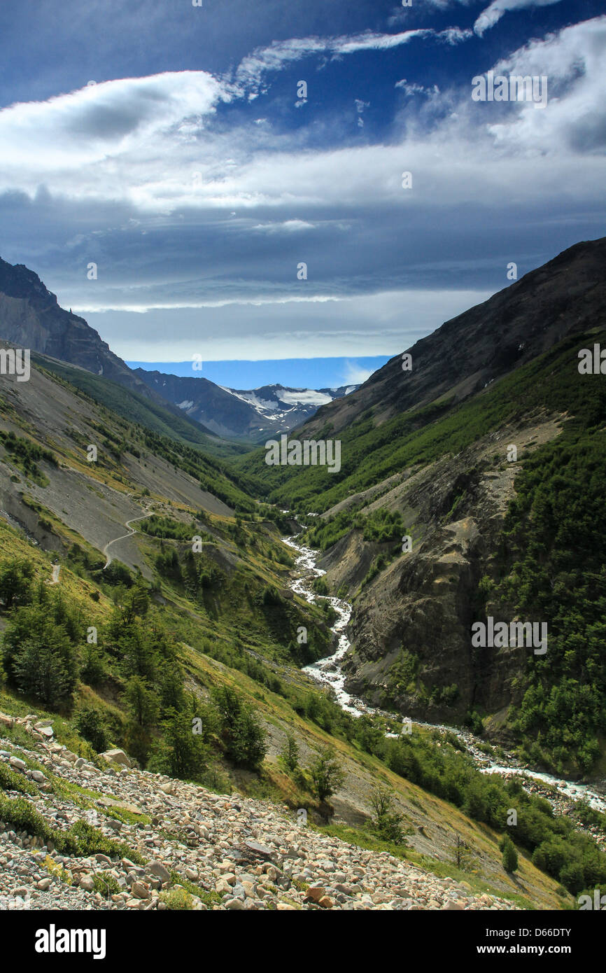 Il sentiero per le torri, Torres del Paine Foto Stock