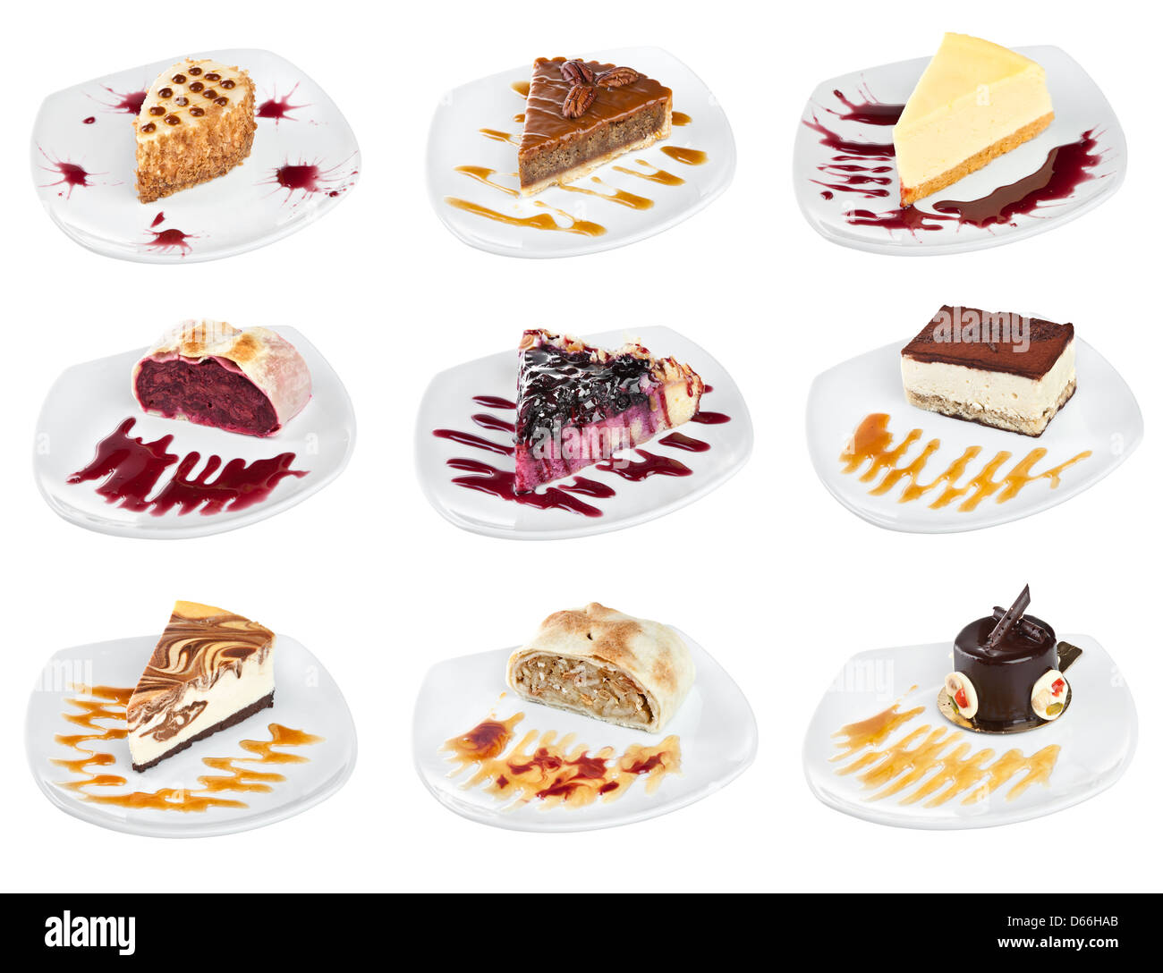 Dessert - torta dolce su sfondo bianco Foto Stock