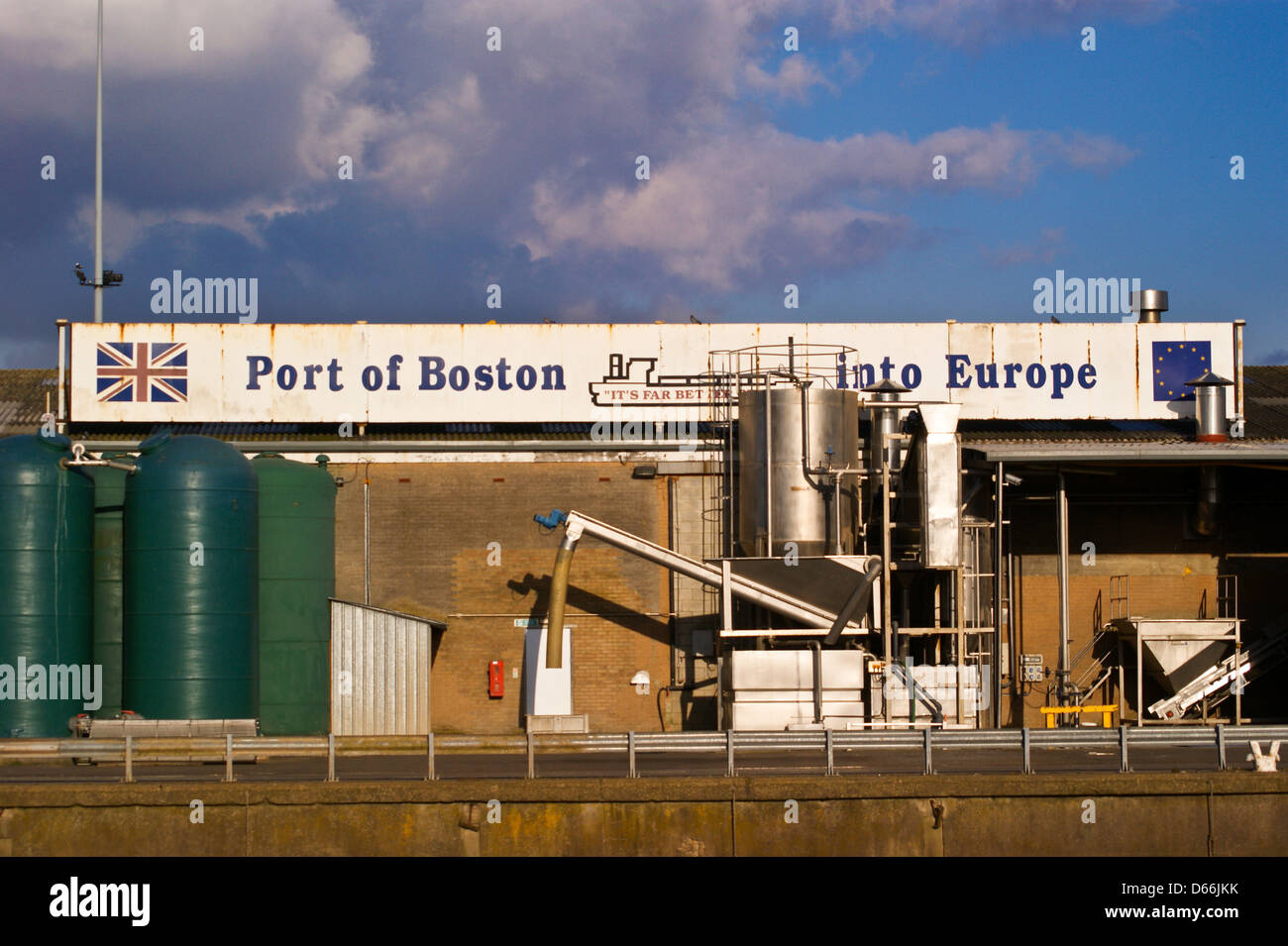 Porto di Boston segno, Boston Dock, Boston, Lincolnshire, Inghilterra Foto Stock
