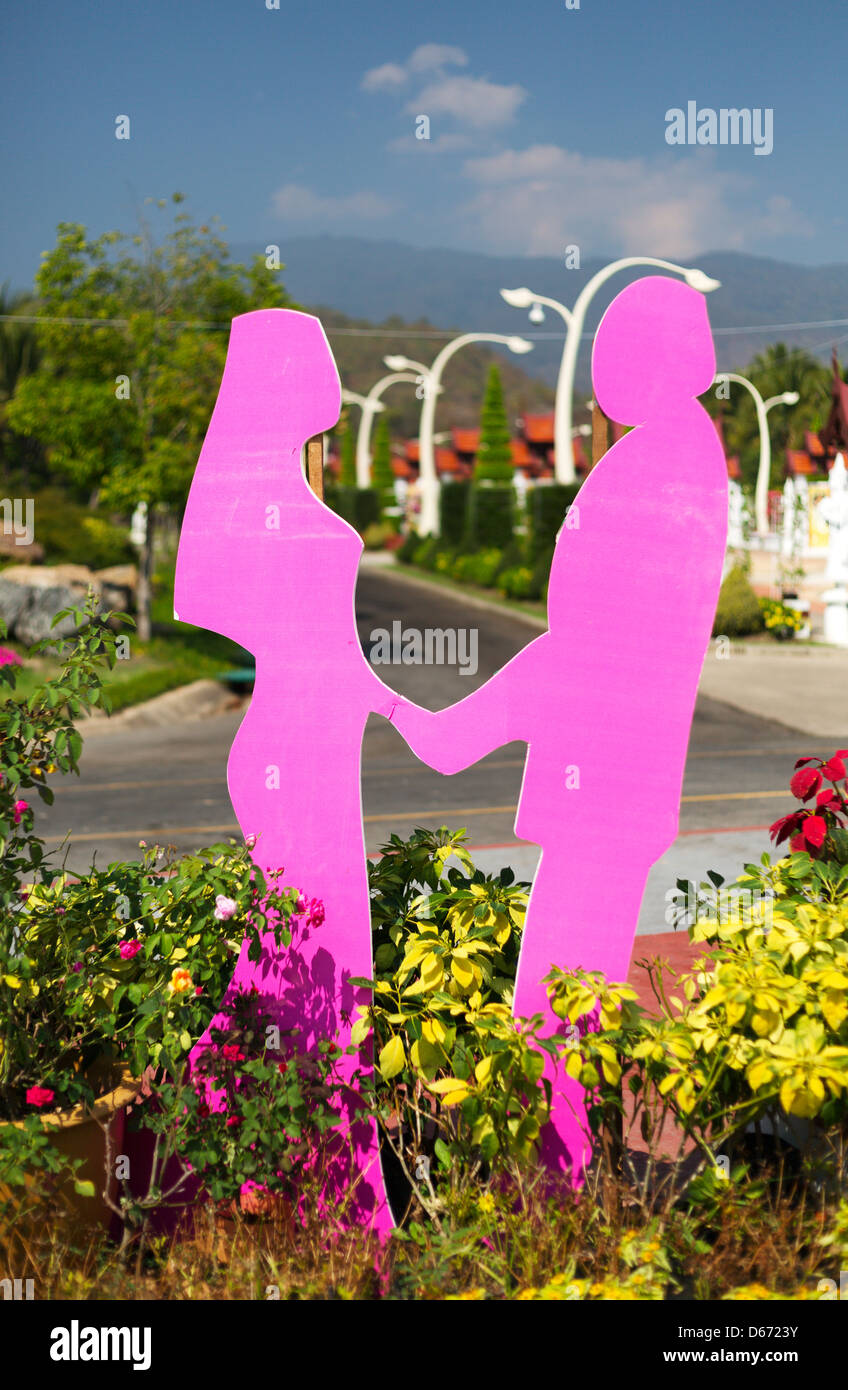 Figurine di amanti del Giardino Botanico Royal Flora Ratchaphruek, Chiang Mai, Thailandia Foto Stock