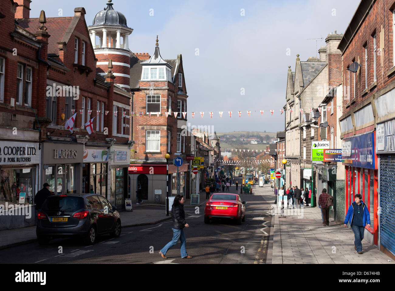King Street, Belper, Derbyshire, England, Regno Unito Foto Stock