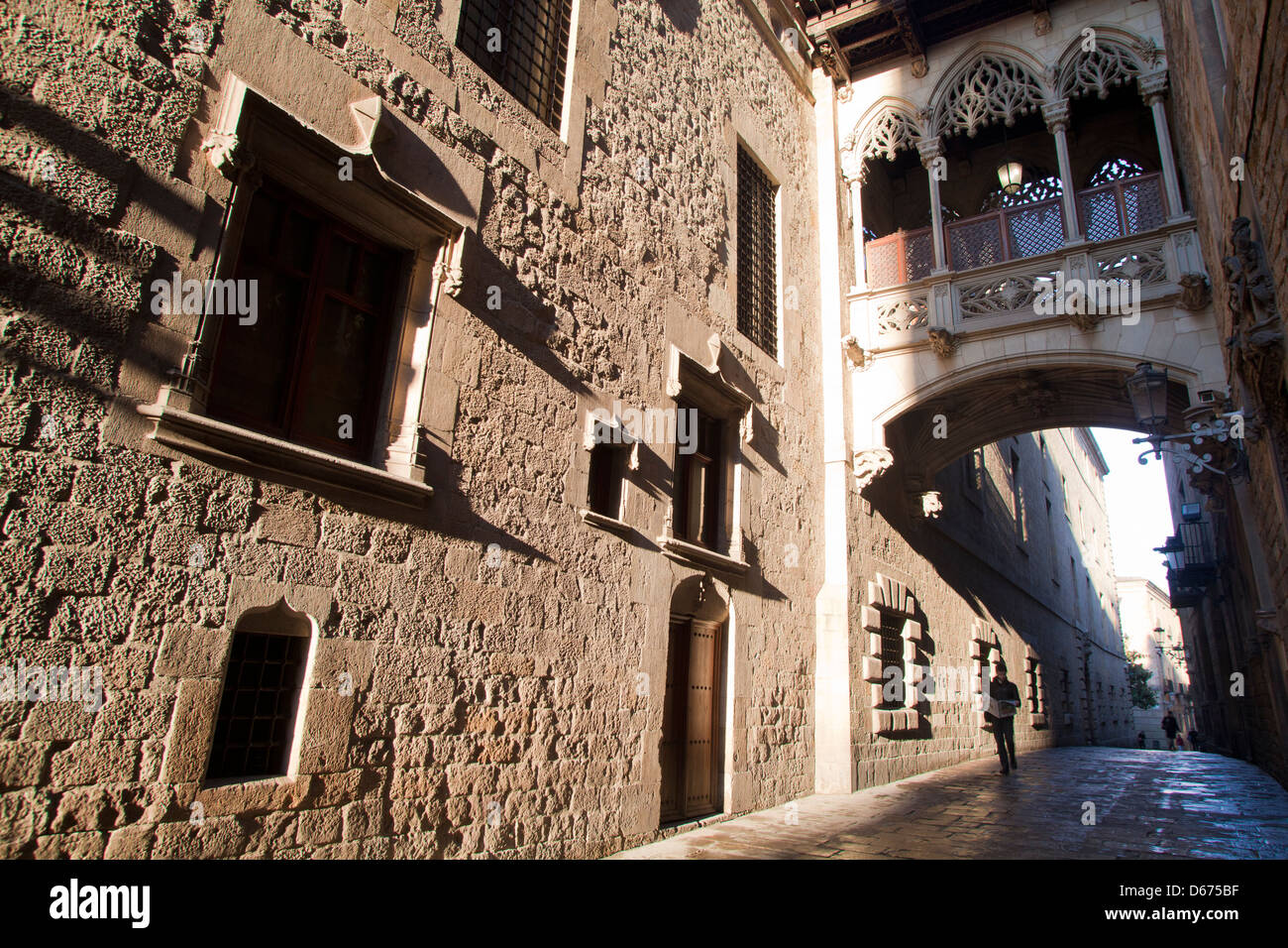 Street vicino alla cattedrale di Barcellona, Barcellona, Spagna Foto Stock