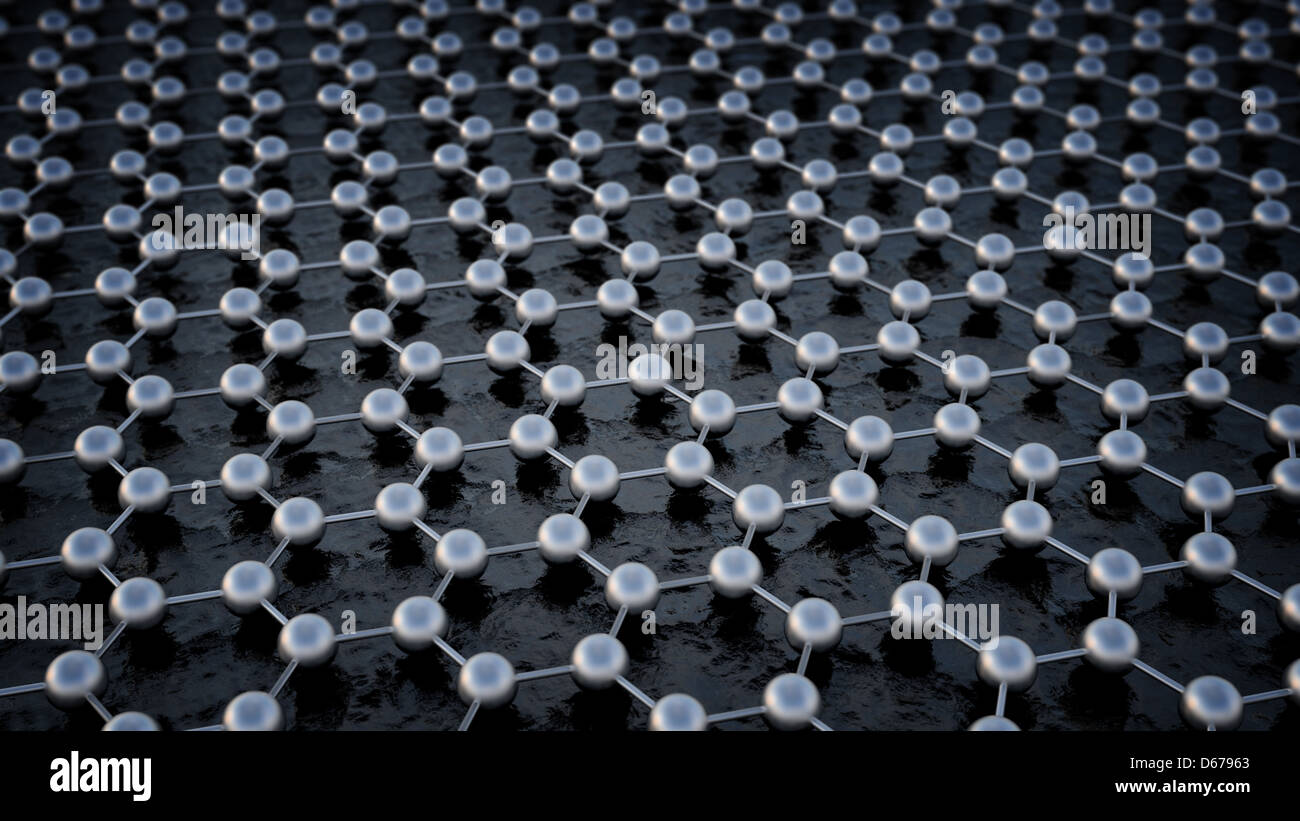Grafene struttura atomica - nanotecnologie illustrazione dello sfondo Foto Stock