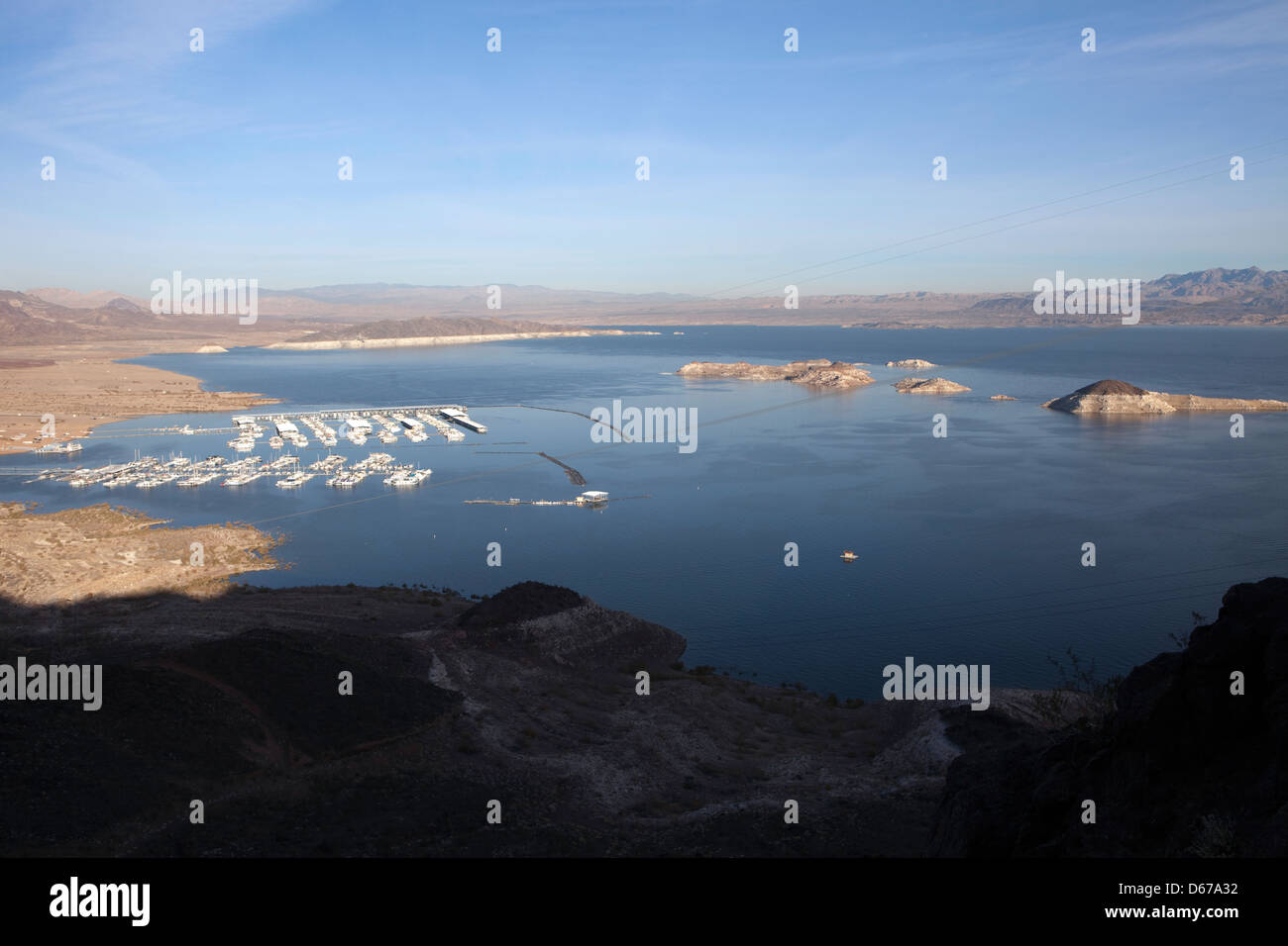 Una vista di Hemenway Harbor nel Lago Mead, Nevada USA Foto Stock