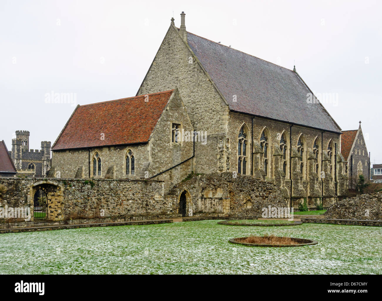 St Augustines Abbey in inverno Canterbury Kent Foto Stock
