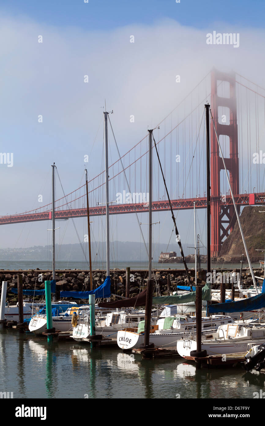 Barche a vela ormeggiata al Horseshoe-Bay in Fort Baker, San Francisco, California, Stati Uniti, America del Nord Foto Stock