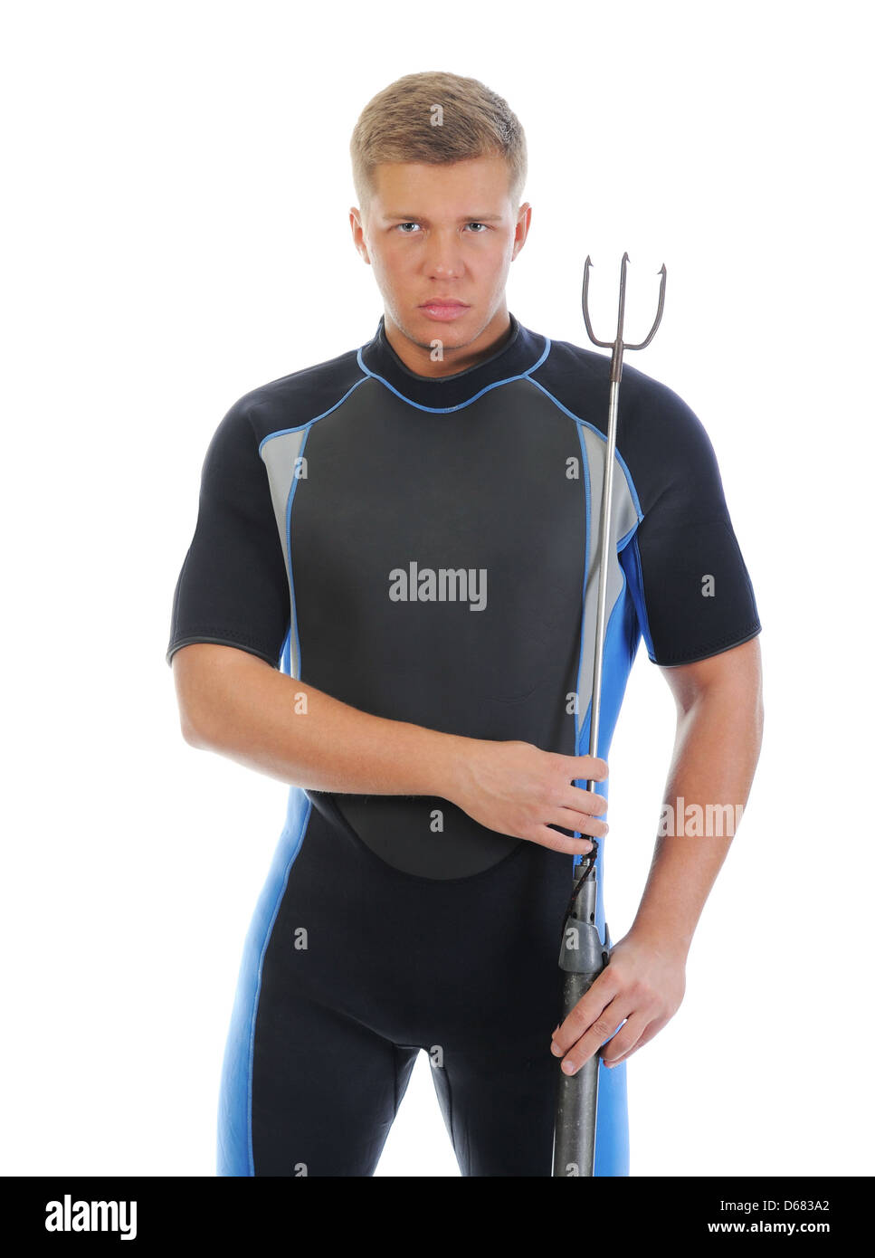 Il cacciatore subacqueo in apparecchiatura completa Foto Stock
