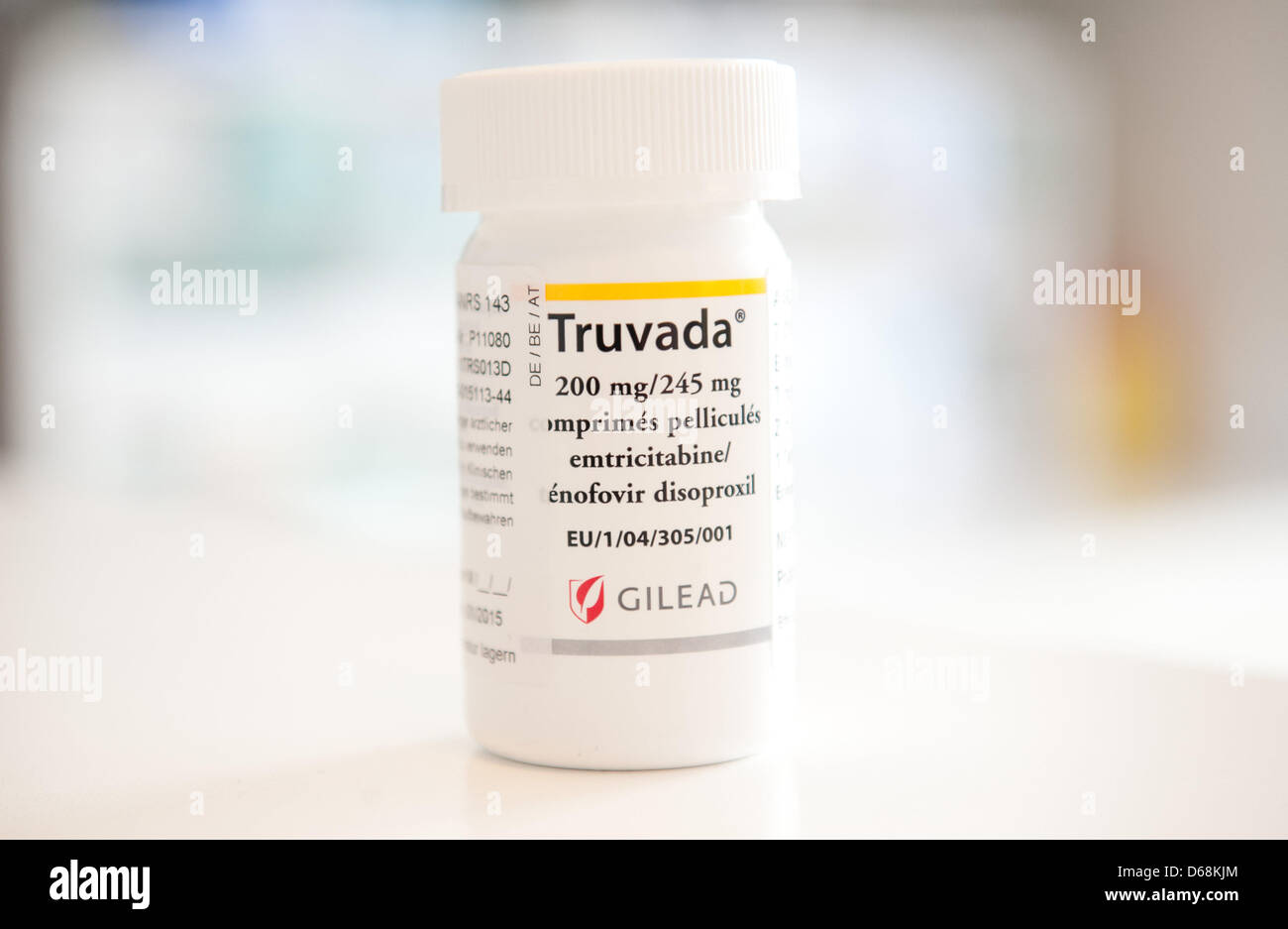 La prevenzione dell HIV farmaco 'Truvada' è raffigurato in un ambulatorio medico a Berlino, Germania, 17 luglio 2012. Per la prima volta, questo farmaco è stato approvato come farmaco preventivo negli Stati Uniti. La Food and Drug Administration negli Stati Uniti ha approvato il farmaco prodotto da Gilead Sciences non solo per il trattamento di HIV ma per evitare di contrarre il virus come ben seguente t Foto Stock