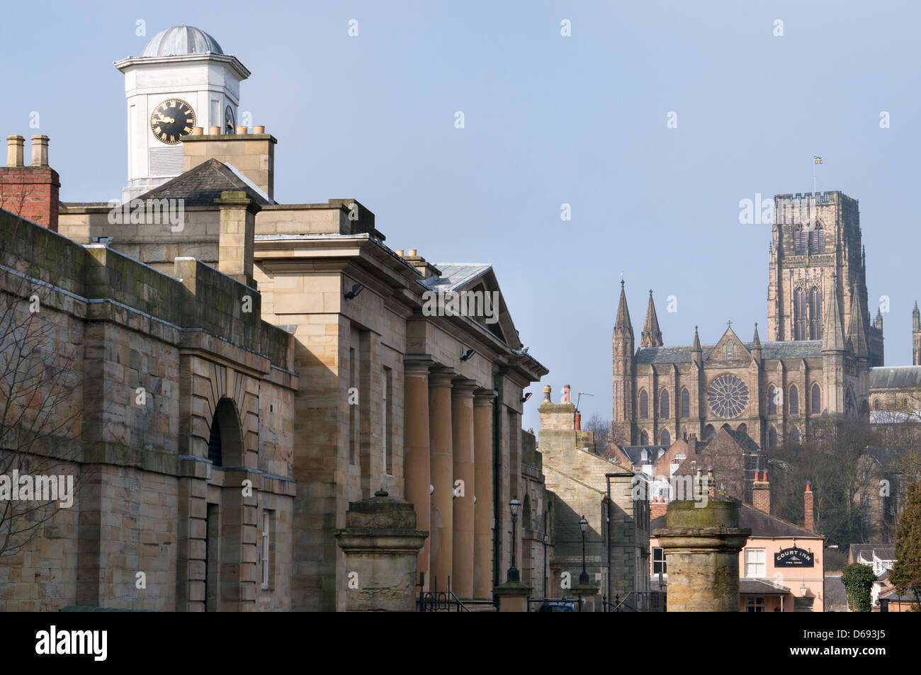 Old Elvet, Durham Crown Court e cattedrale North East England Regno Unito Foto Stock