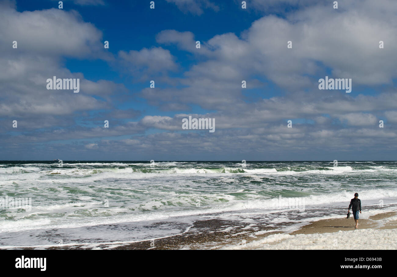 Una spiaggia del Mare del Nord sulla costa occidentale della Danimarca nei pressi di Agger è raffigurato il 27 giugno 2012. Costa occidentale della Danimarca è il luogo più popolare del paese per vacanzieri. Foto: Patrick Pleul Foto Stock