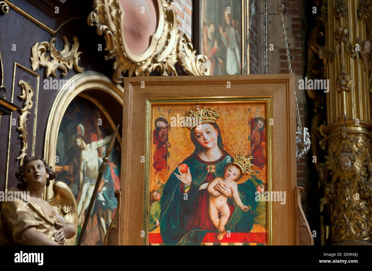 Cracovia, la miracolosa immagine della Vergine con il bambino nel Corpus Christi Basilica Foto Stock
