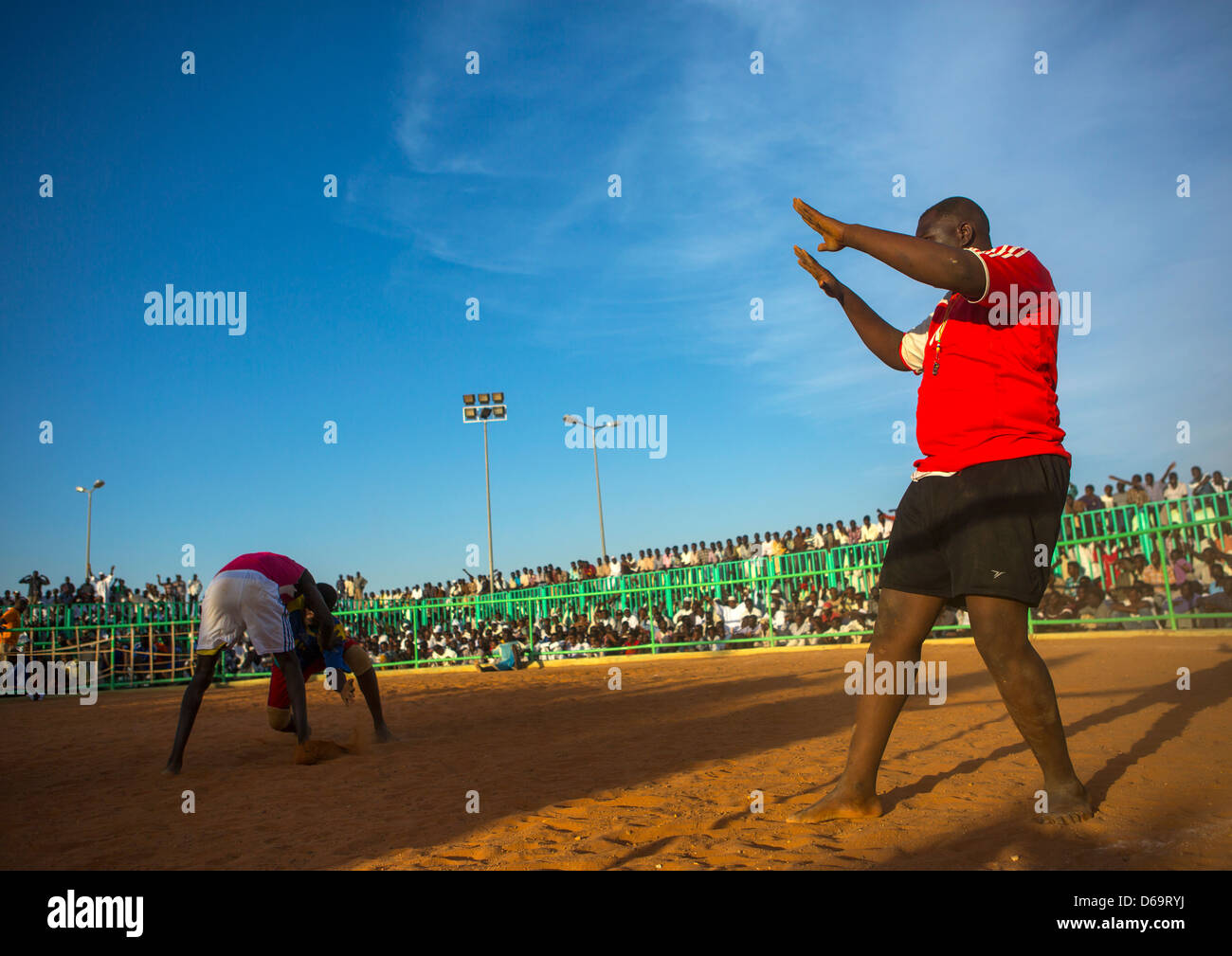 Nuba lottatori, Khartoum, Sudan Foto Stock