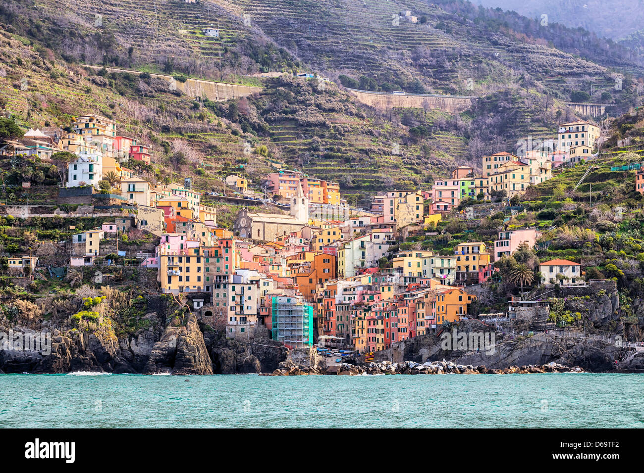 Riomaggiore Cinque Terre Liguria, Italia Foto Stock