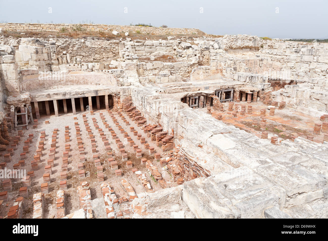 Cipro - Hypocaust a Kourion sito archeologico Foto Stock