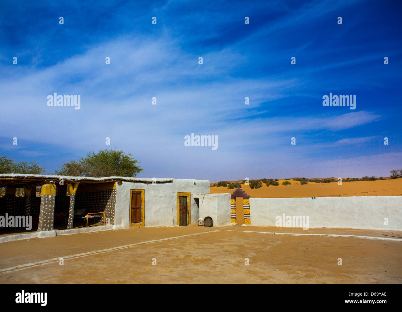 Cortile della casa, Old Dongola, Sudan Foto Stock