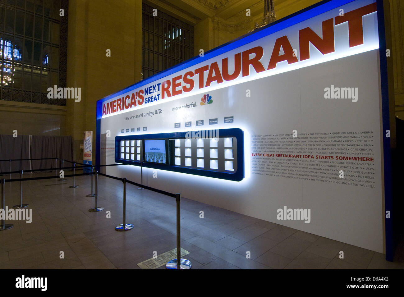 Atmosfera NBC promuove "America il prossimo grande ristorante' alla Vanderbilt Hall presso il Grand Central Terminal di New York City, Stati Uniti d'America - Foto Stock