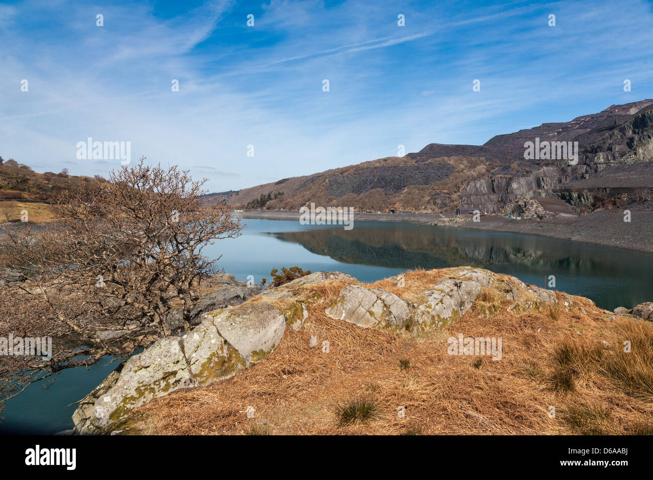 Llyn Peris Parco Nazionale di Snowdonia Foto Stock