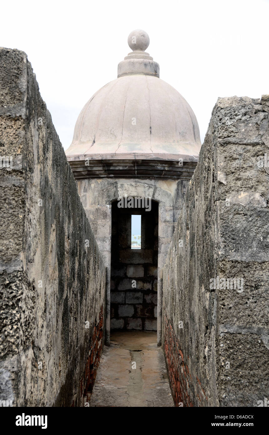 Stazione di guardia a El Morro, Sito Storico Nazionale di San Juan, San Juan, Puerto Rico Foto Stock