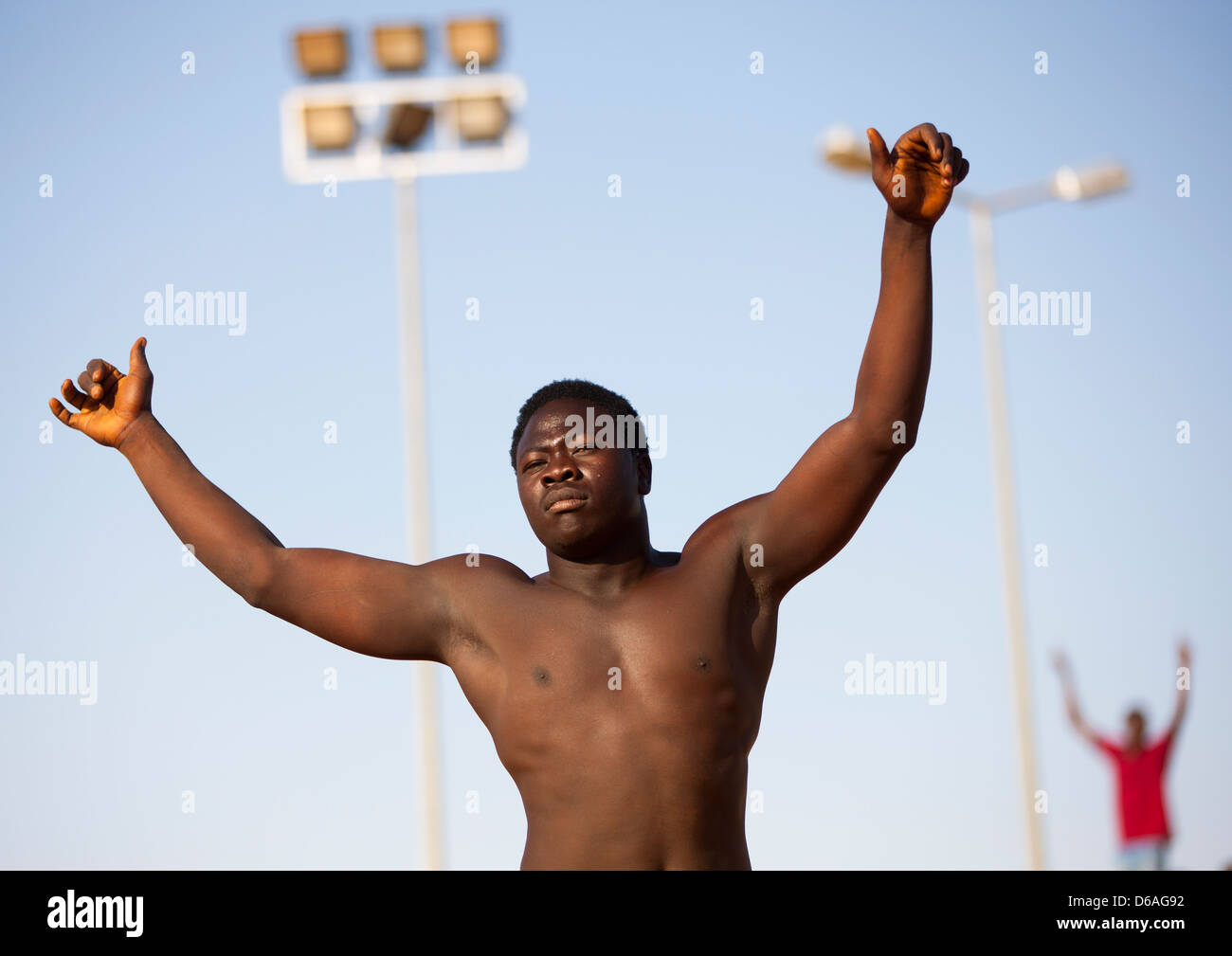 Nuba lottatore, Khartoum, Sudan Foto Stock