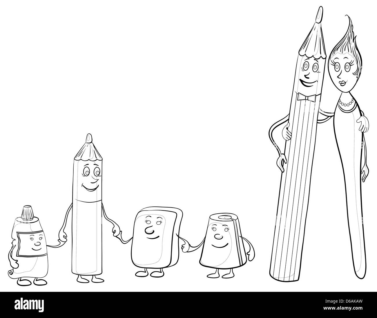 Famiglia di cancelleria, contorni Foto Stock