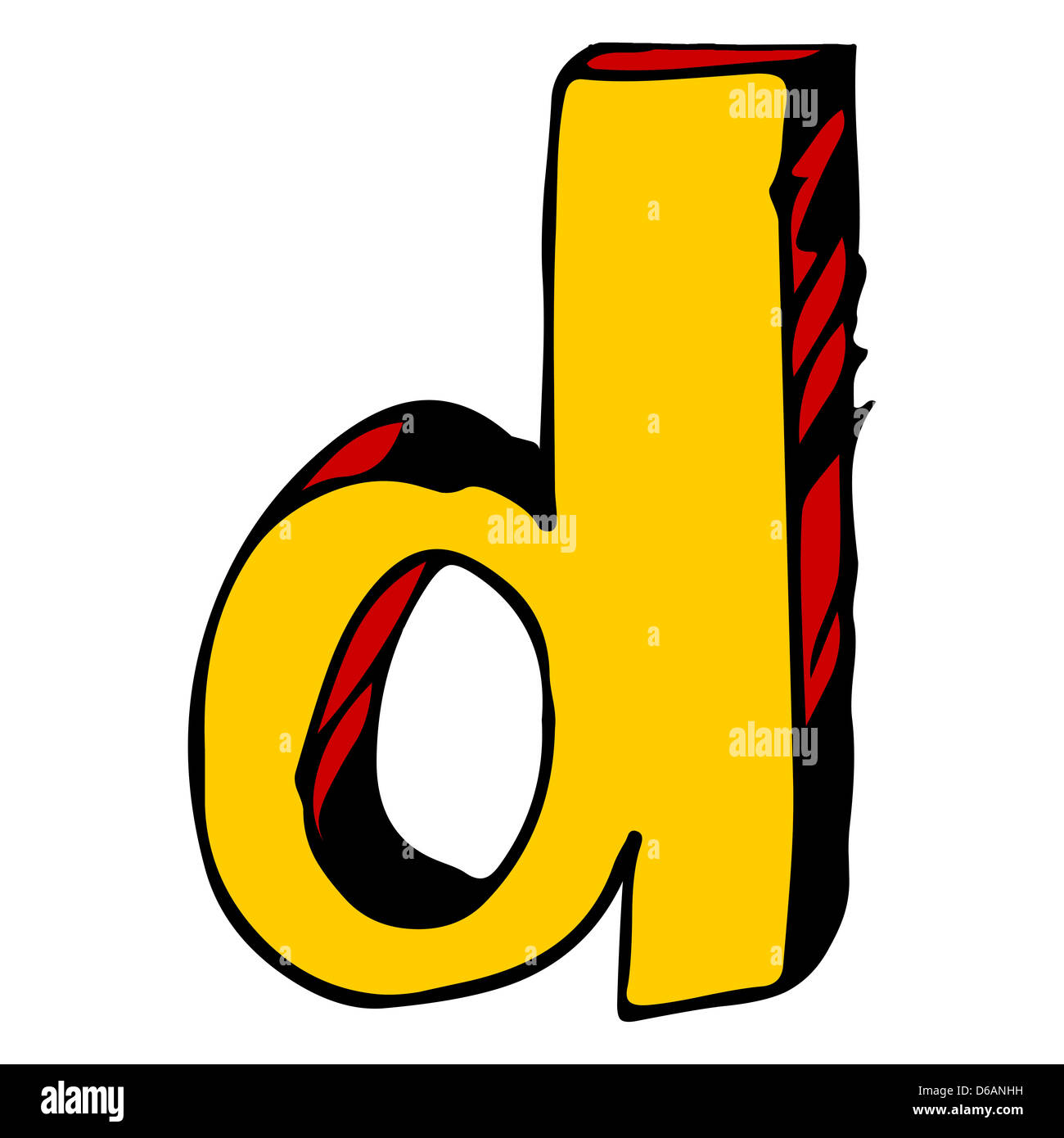 Infantili doodle ABC, disegnati a mano con la lettera D Foto Stock