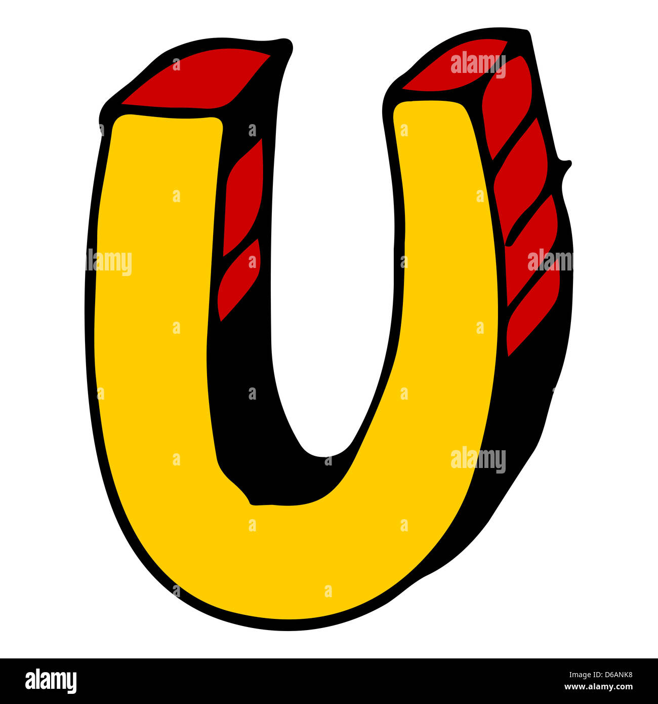 Infantili doodle ABC, disegnati a mano la lettera U Foto Stock