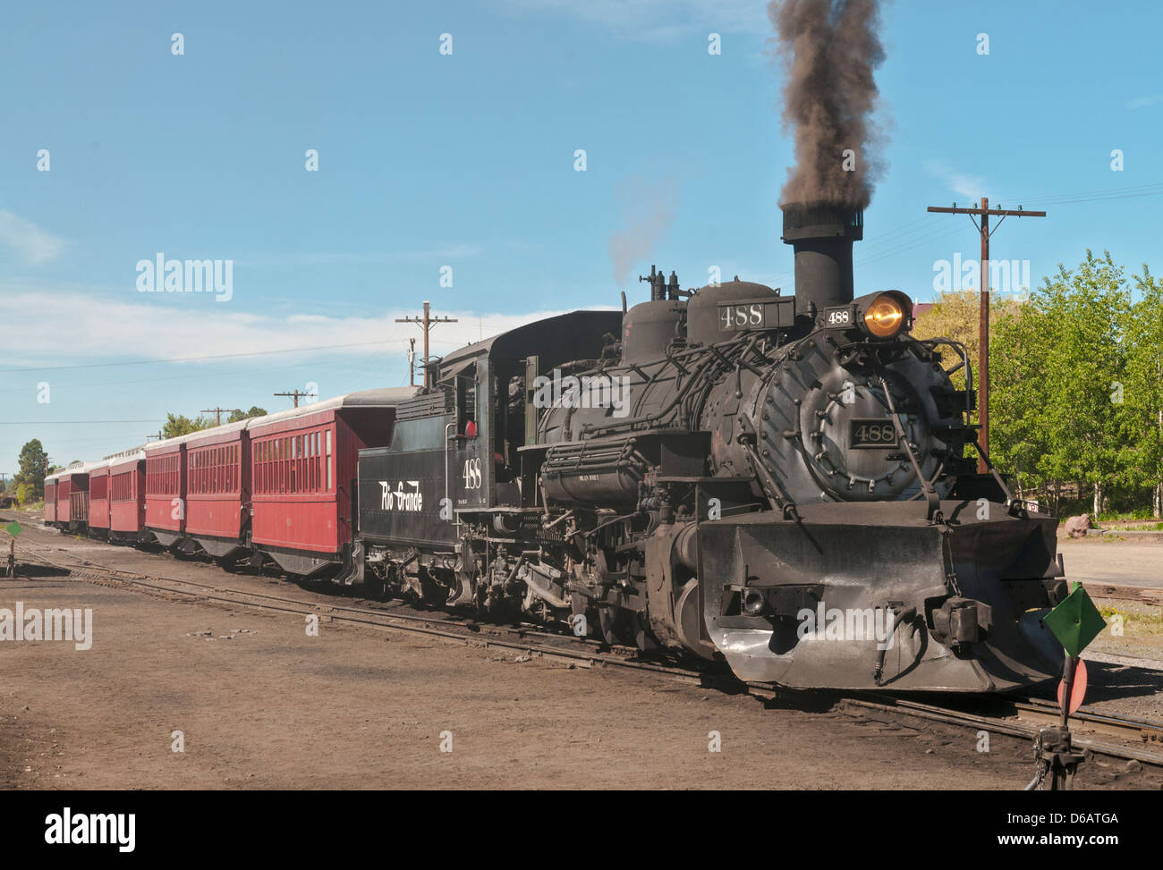 Nuovo Messico, Chama, Cumbres & Toltec Scenic Railroad, locomotiva a vapore Foto Stock
