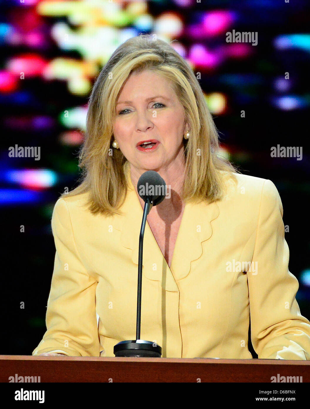 Rappresentante degli Stati Uniti Marsha Blackburn (Repubblicano del Tennessee), Copresidente, commissione per le risoluzioni, rende commento al 2012 Convention Nazionale Repubblicana a Tampa Bay, Florida Martedì, 28 agosto 2012. .Credito: Ron Sachs / CNP.(restrizione: NO New York o New Jersey o giornali quotidiani nel raggio di 75 miglia da New York City) Foto Stock