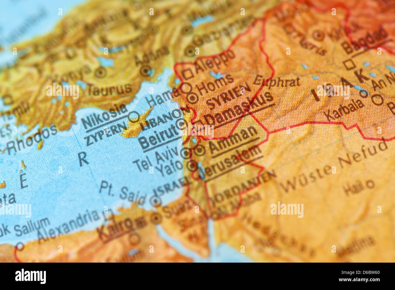 Dettaglio della mappa tedesco del Medio Oriente Foto Stock