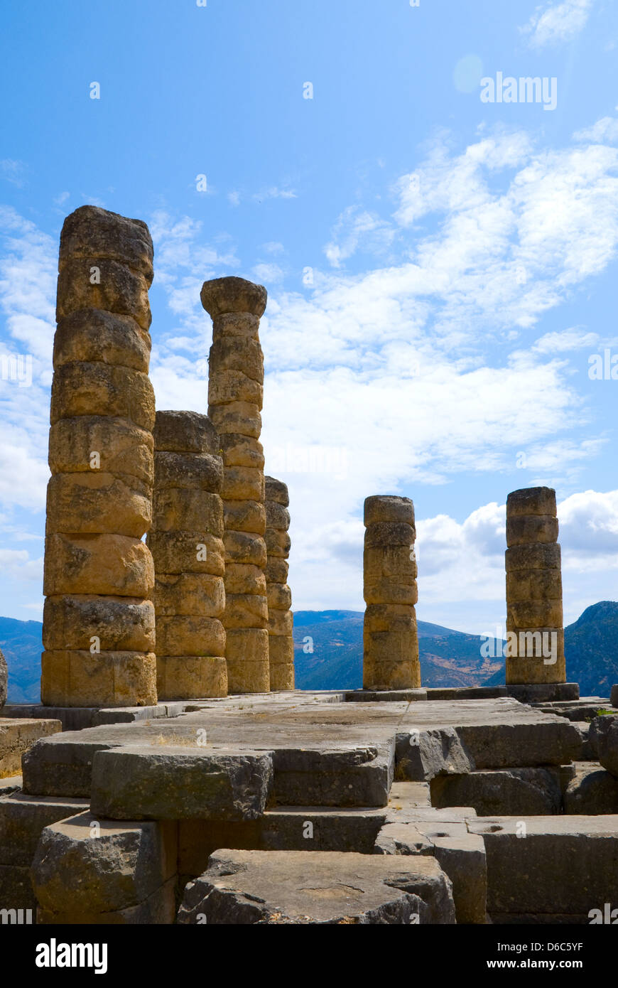 Il tempio di Apollo a Delfi, Grecia Foto Stock