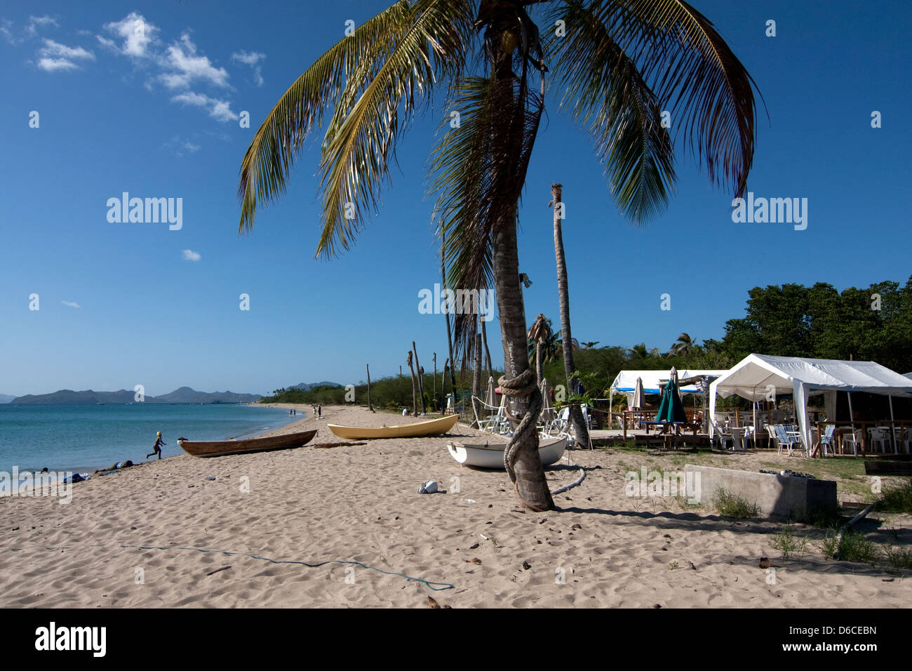 Isola di Nevis, spiaggia Caraibica Foto Stock