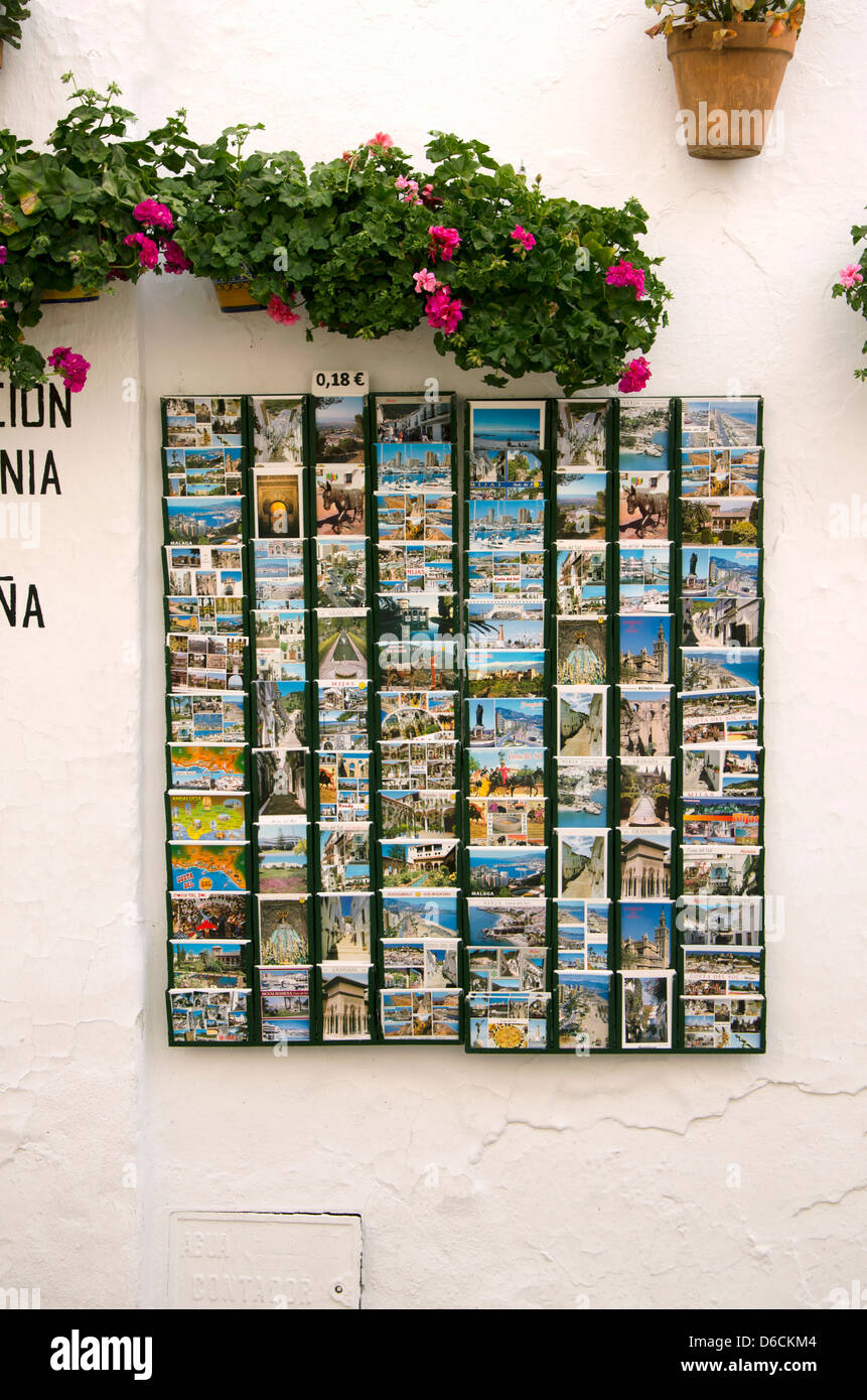 Vecchie cartoline spagnolo bianco villaggio di Mijas Pueblo in Spagna Foto Stock