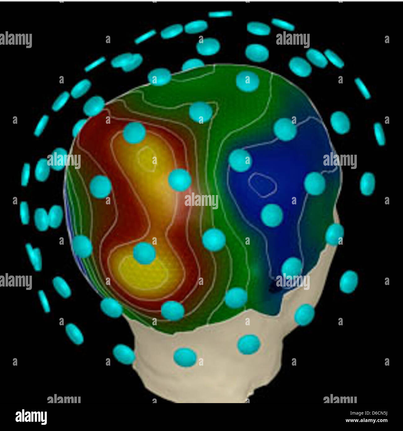 La magnetoencefalografia (MEG) viene utilizzata presso il Los Alamos National Laboratory per misurare l'attività cerebrale. Questa tecnica non invasiva aiuta gli scienziati a studiare i processi neurali, aiutando la ricerca relativa alle funzioni cognitive e alla neurofisica. Foto Stock