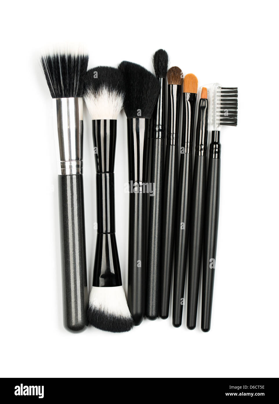 Trucco professionale set di spazzole su sfondo bianco Foto Stock