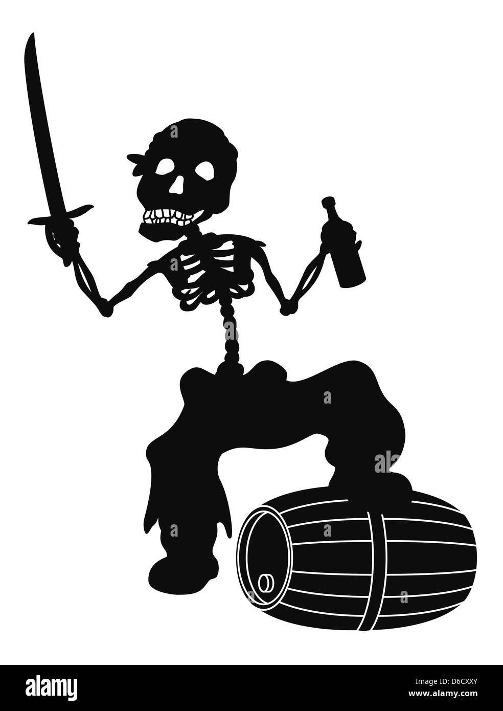 Jolly Roger, silhouette nera Foto Stock