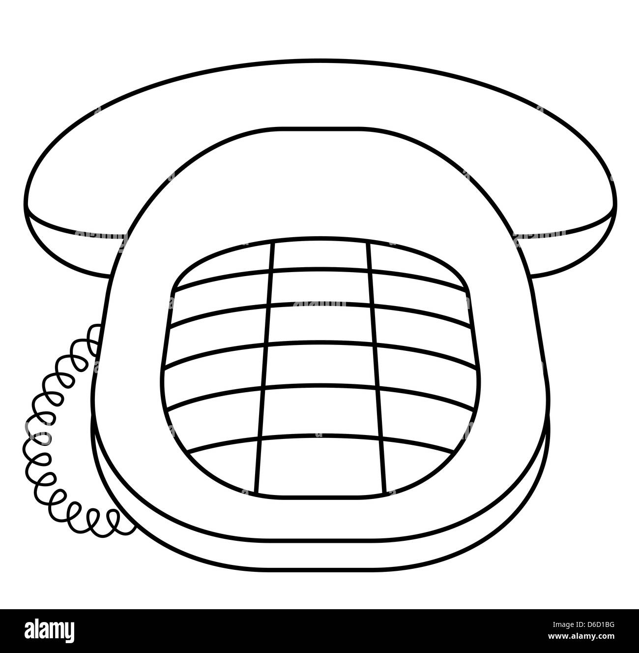 Telefono desktop pulsante, contorno Foto Stock