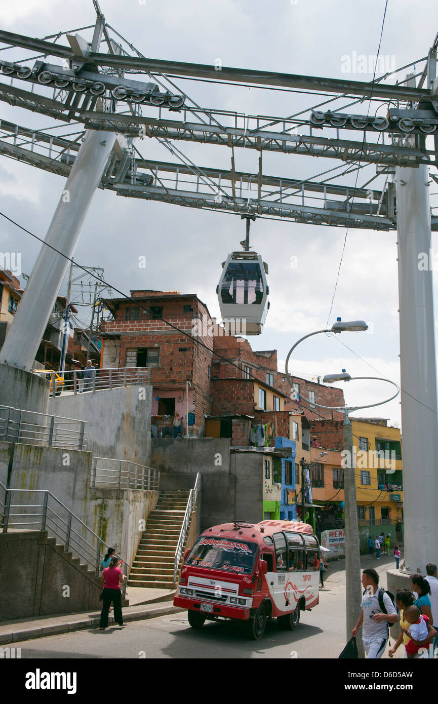 Metrocable gondola, Medellin, Colombia, Sud America Foto Stock